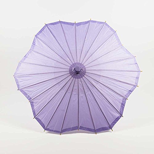 Quasimoon PaperLanternStore.com 32" Lavender Paper Parasol Umbrella, Scallop Shaped