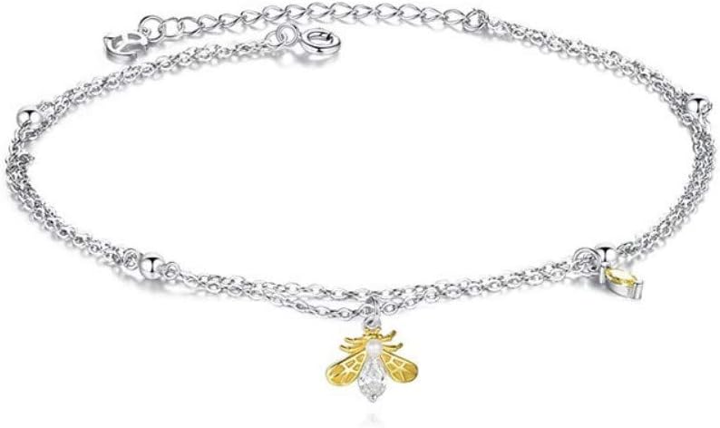 Bee anklet material silver