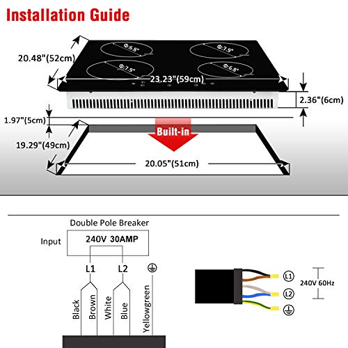 Induction Cooktop 24 inch, ECOTOUCH Electric Cooktop Counter Builtin