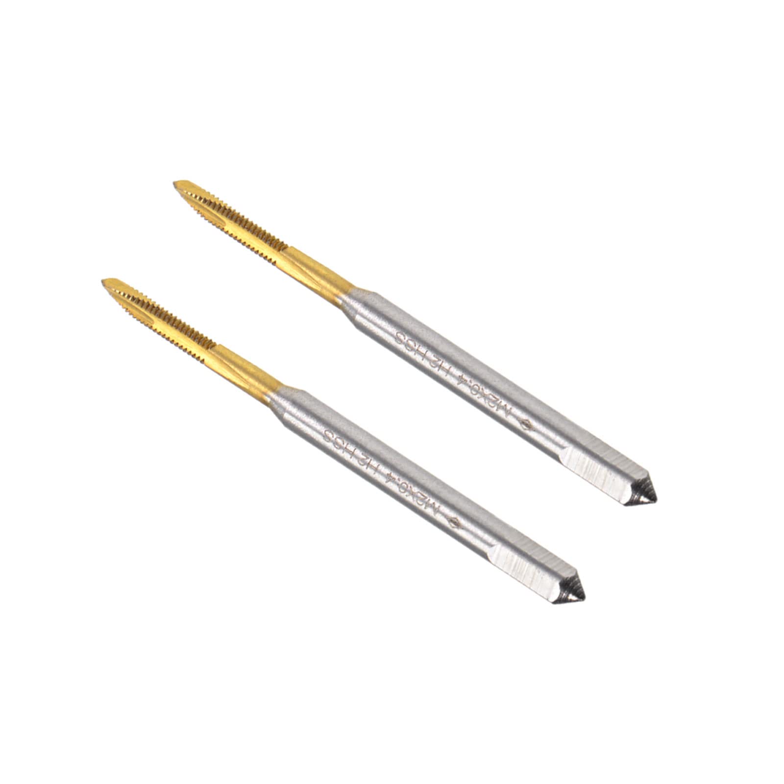 CoCud Spiral Point Taps, Metric M2 x 0.4 Thread, Titanium Coated High Speed Steel 6542 Screw Milling Threading Tap - (Applications: for Tapping Drilling Machine), 2-Pieces