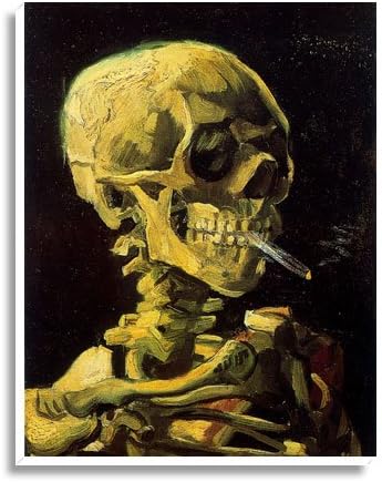 Amazon ゴッホ タバコを吸う骸骨 プリキャンバス複製画 ポスター仕上げ 6号相当サイズ 置物 オブジェ オンライン通販