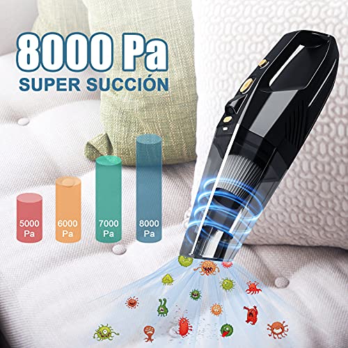 aifulo Aspiradora de Mano sin Cable Potente Aspiradoras 8000PA 120W,Aspirador de Mano con Luz LED y Carga Rápida,Aspirador en Seco y Hmedo para Coche Hogar y Oficina