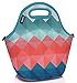 VASCHY Reusable Lunch Tote Bag for Women and Girls Kids Large Capacity with Detachable Adjustable Shoulder Strap for Work in Retro Triangle