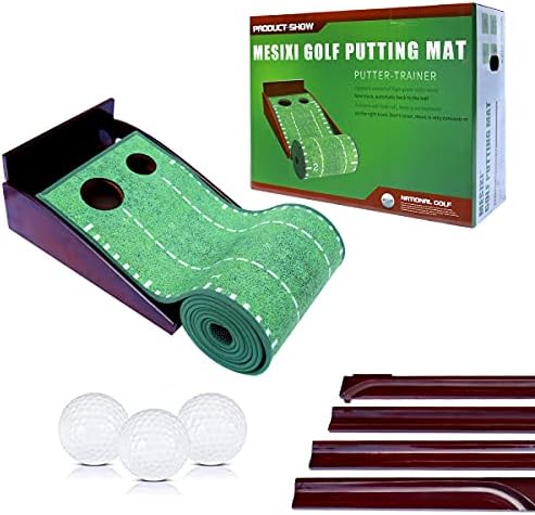 MESIXI Wood Golf Putting Mat Green with Auto Ball Return System Portable Mini Golf Practice Training Aid Equipment Game and Golf Gifts for Men Home Office Backyard Indoor Golf Outdoor Use MESIXI Wood Golf Putting Mat Green with Auto Ball Return System Portable Mini Golf Practice Training Aid Equipment Game and Golf Gifts for Men Home Office Backyard Indoor Golf Outdoor Use