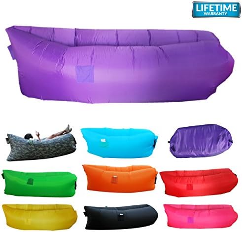Inflatable Lounger, Air Chair Topie Original, Ripstop Parachute Polyester Material, Easiest Lounger to Inflate, Lay Bag Air Hammock (Purple)