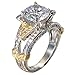 LAVUMO Round Cubic Zirconia Women Engagement Anniversary Promise Rings with Two Tone Gold plated