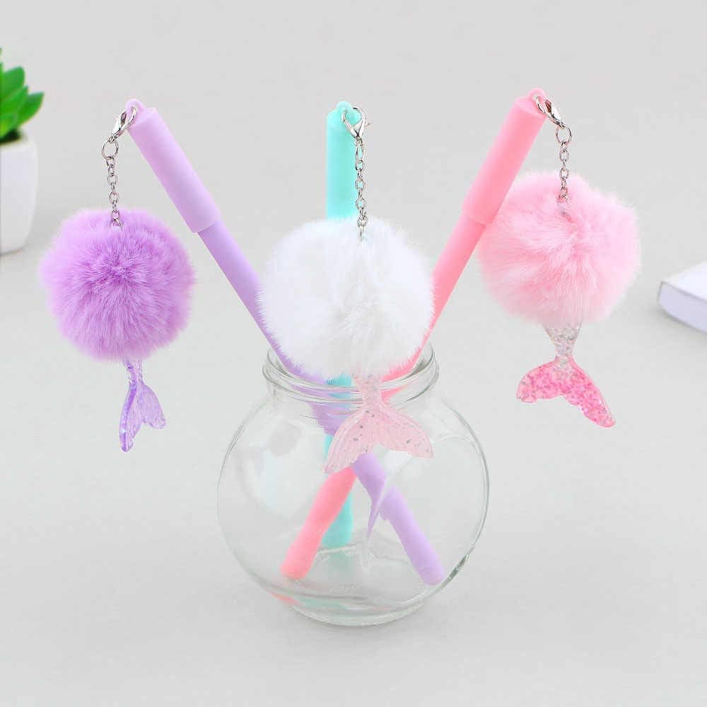 G4GIFT Cute Mermaid POM POM Sequin Gel Pen for Office School Children Gift Stationery Supplies Birthday Return Gifts for Kids -(Pack of 6)