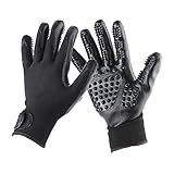 CFTech Pet Grooming Gloves Gentle Deshedding Gloves Brush - Efficient Pet Hair Remover - Massage Mitt Tool with Enhanced Five Finger Design - For Dogs, Cats, Horses - Long and Short Fur (Black)