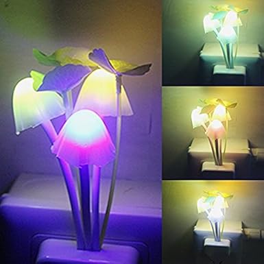 Inditradition Nursery Plant Night Light Lamp with Smart Sensor Auto On-Off, 0.2 W (White)