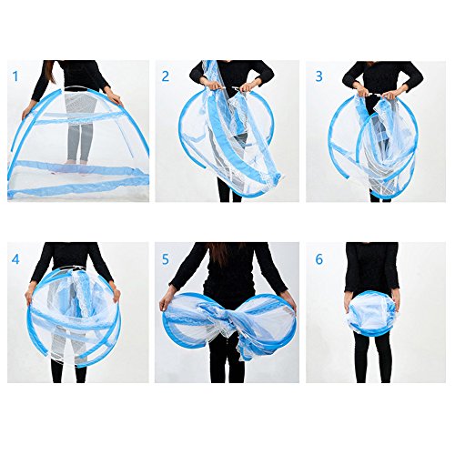 Sealive Foldable Baby Kids Infant Nursery Ger Tape Portable Bottomless Baby Bed Net with Stand Pack of 1,Blue - Thumbnail 5
