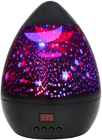 [ Newest Vision ] Star Light Rotating Projector, MOKOQI Night Lighting Star Moon Projection Lamp 4 LED Bulbs 4 Modes with Timer Auto Shut-Off & Hanging Strap for Kids Baby Bedroom (Black)
