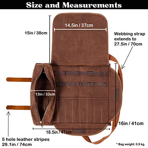 Beemojo Barkeeper-Werkzeugtasche, gewachstes Segeltuch, wasserabweisend, verstellbare Schultergurte, Echtledergriffe, 16… – Bild 7