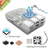 iUniker Raspberry Pi 3 b+ Case, Raspberry Pi Case with Fan, Raspberry Pi Heatsink, Raspberry Pi 3 Fan, for Raspberry Pi 3 b+, Raspberry Pi 3 b, Raspberry Pi 2 b - Clear