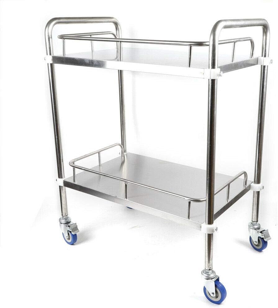 Hospital Medical Lab 2 Layers Cart Trolley Stainless Steel Serving Equipment US Shipment