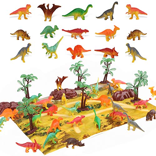 STEAM Life 46 Piece Mini Dinosaur Toy Set Dinosaur Toys for 3 4 5 6