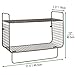 mDesign Steel Wall Mount Storage Organizer Shelf Rack with Towel Bar - Mounted Shelves for Bathroom, Laundry Room, Kitchen, Garage - Basket for Hand Towels, Washcloth - Concerto Collection - Bronze