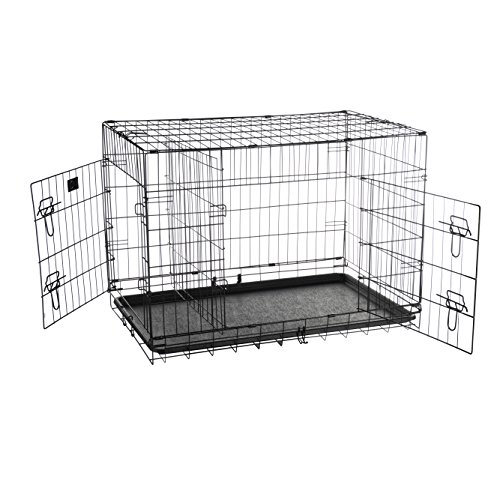 Pet Trex 2192 ABS 36 Inch Dog Crate Double Door Folding Pet Crate Kennel, 36