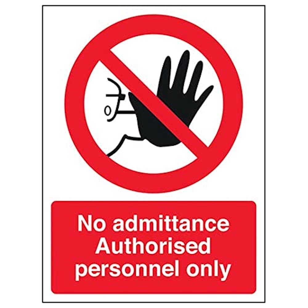 V Safety Eco Friendly Prohibition Access - No Admittance Authorised Personnel Only Hand - 300 x 400 mm Safety Sign — image 1