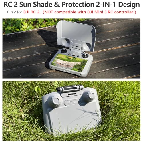 FPVtosky Lito X1/Mini 5/4 Pro RC 2 Sun Visor I Joystick Protection I Screen Protector RC-2 Remote Control Sun Shade for DJI Mini5/ 4 Pro/Air 3/Flip/Avata 360, for DJI Mini 5/4 Accessories (3 in 1 Kit)