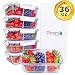 [36oz, 5-Pack Premium] Glass Meal Prep Containers 2 Compartment Set- Food Lunch Storage- Airtight Locking Lids - Portion Control -Microwave, Freezer, Oven & Dishwasher Safe (4.5 Cups) primary
