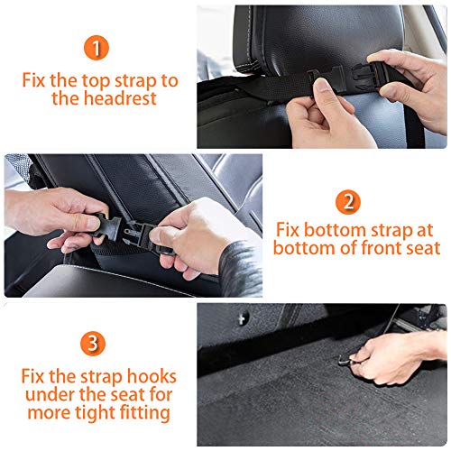 Backseat Car Organizer with 4 USB Charging Port, 11'' Touch Screen Tablet Holder, Seat Back Protectors Kick Mats for Toy Bottle Book Drink, Universal Fit Travel Accessories for Kid & Toddlers (2 Pack)