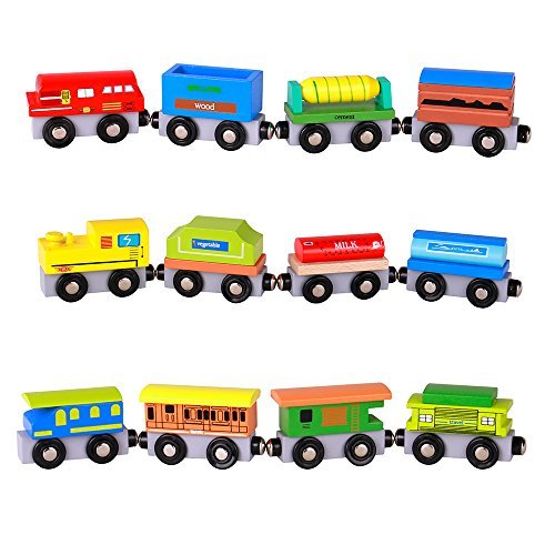 2 kidzzy+wooden+railway+trains+magnetic