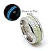 Glow in the Dark Blue Stainless Steel Wedding Band Ring Gold Inlay - Ginger Lyne Collection