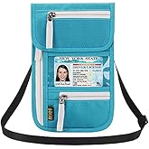 Peicees RFID Blocking Travel Neck Wallet for Men Women Family Passport Holder Lanyard Neck Pouch Slim Travel Document Holder