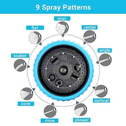 Dr. Prepare Garden Hose Nozzle, EForces Heavy-Duty Garden Hose Nozzle with 100% Metal Body, 9 Spray Patterns, and Flow Control Knob for Watering Plants, Cleaning, Car Wash, and Bathing Pets - Thumbnail 2
