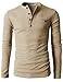H2H Authentics Men's Long Sleeve Waffle Henley Beige US M/Asia L (KMTTL062)
