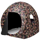 Tangkula Hunting Tent Portable Hunting Blind Pop Up Ground Blind 2-3 People Camo Waterproof with Backpack Hunting Enclosure