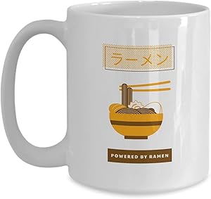 Mug Powered By Ramen Gift For Foodie Asian Food Japan Fan Coffee Tea Cup Large 15 Oz