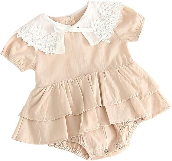 Amazon Co Jp Dragon Honor ベビー服 ロンパース 女の子 ワンピース スカート 綿 半袖 無地 花のレース 新生児服 赤ちゃん服 可愛い 柔らかい 出産祝い お出かけ 普段着 プレゼント 春夏 2色 服 ファッション小物