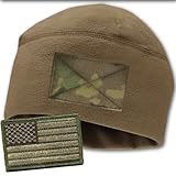 Coyote Fleece Watchcap with Camo Velcro Loop