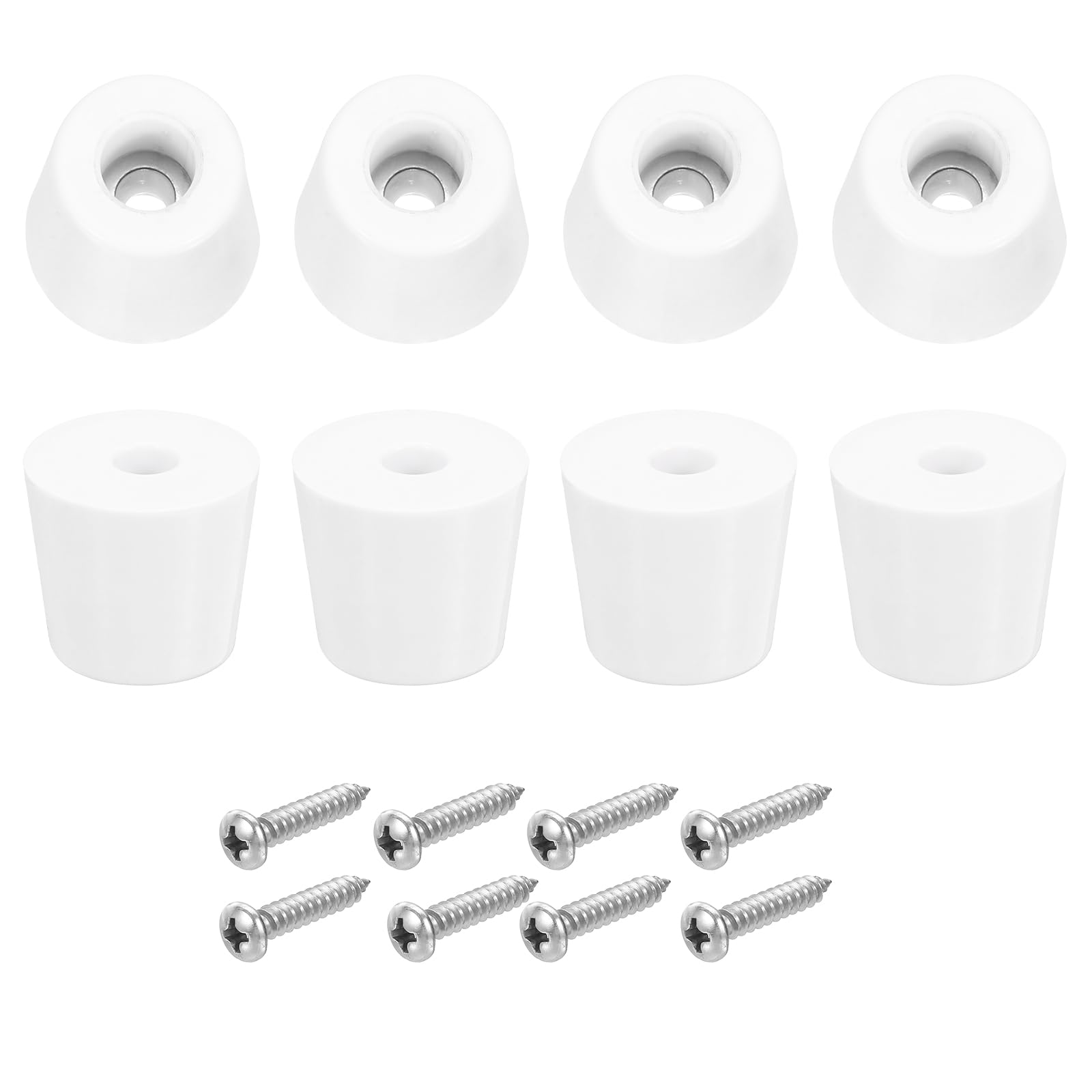 uxcell 8Pcs Rubber Bumper Feet, 17mm H x 19mm W Round Pads with Stainless Steel Washer and Screws for Furniture, Appliances, Electronics