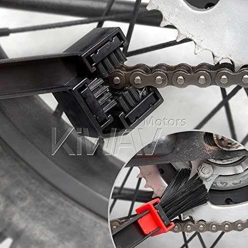 KiWAV motorcycle chain scrubber cleaning 3 way brush black for motorcycle bicycle