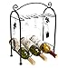 Grape Arbor Style Tabletop 3 Wine Bottles / 5 Wine Glasses Metal Wine Organizer Storage Rack w/ Top Handle - Black