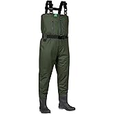 Ghosthorn Chest Waders for Men Women with Insulated Boots Nylon/PVC Waterproof Fishing Waders Bootfoot Duck Hunting Waders