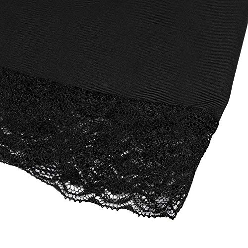 TOTOD Slip Shorts for Women Short Leggings Mid Thigh Skinny Legging Plus Size S-5XL Lace Undershorts Black - Thumbnail 5