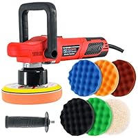 TCP Global Model EP-502-6" Variable Speed Random Orbit Dual-Action Polisher with a 6 Pad (Waffle Foam & Wool) Professional Buffing and Polishing Kit - Buff, Polish & Detail Car Auto Paint