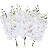 27" Artificial Phalaenopsis Flowers 6 Pcs White Perhaps Faint Yellow Artificial Orchid Flowers Stem Plants for Home Décor