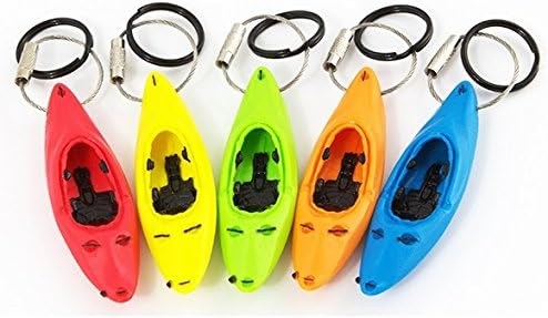Kayak Keychain 5 New Colors Whitewater Creeker Key Chain Ring - Flexible PVC Plastic and Stainless Steel