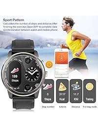 Reloj inteligente resistente al agua, monitor de frecuencia cardíaca, reloj inteligente IP68, correa de TPU de 1.024 in, doble zona horaria reloj negro.
