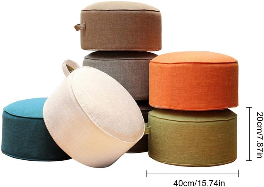 cosyhouse Removable Linen Cushion Round Pillow Floor Pillow Futon Chair Pad Tatami Floor Cushion For Living Room Balcony Outdoor Children's Play Area（Random Color）