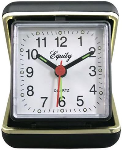 LA Crosse Technology Advance Black Case Quartz Analog Clamshell Travel Alarm Clock