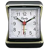 LA Crosse Technology Advance Black Case Quartz Analog Clamshell Travel Alarm Clock