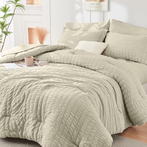 HYMOKEGE Linen King Size 7 Piece Comforter Set