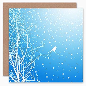 Wee Blue Coo Christmas Cards 6 Pack Bird Winter Snow Trees Set Blank Xmas Cards, 15 x 15 cm - Image 4