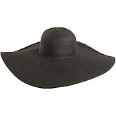 Women Girls Large Brimmed Garden Beach Big Summer Sun Hat Swimming Garden Beach Straw Hat for Holiday Traveling Black