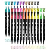 Dual Brush Marker Pens,24 Colored Markers,Fine